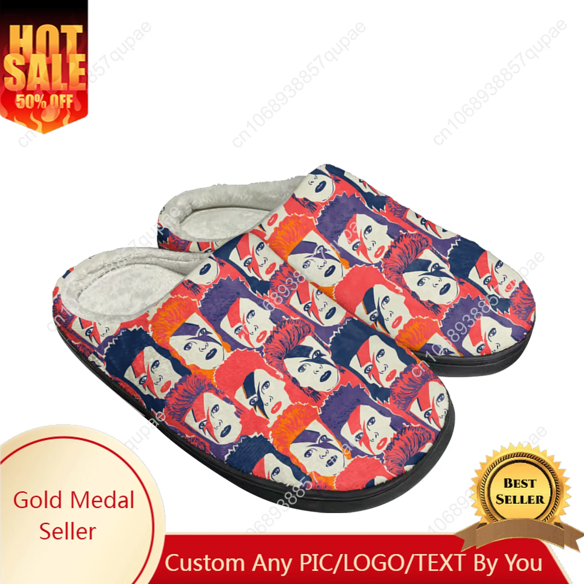 

D-Davids Rock Star Home Cotton Custom Slippers Men Women England B-Bowies Sandals Plush Casual Keep Warm Shoes Thermal Slipper