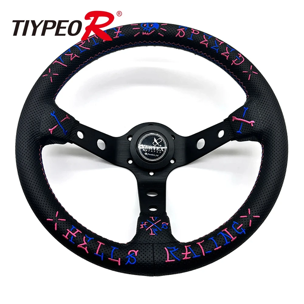 

TIYPEOR VERTEX Car Steering Wheel Leather Material Embroidery Craft Steering Wheel 320mm Racing Game Simulator Steering Wheel