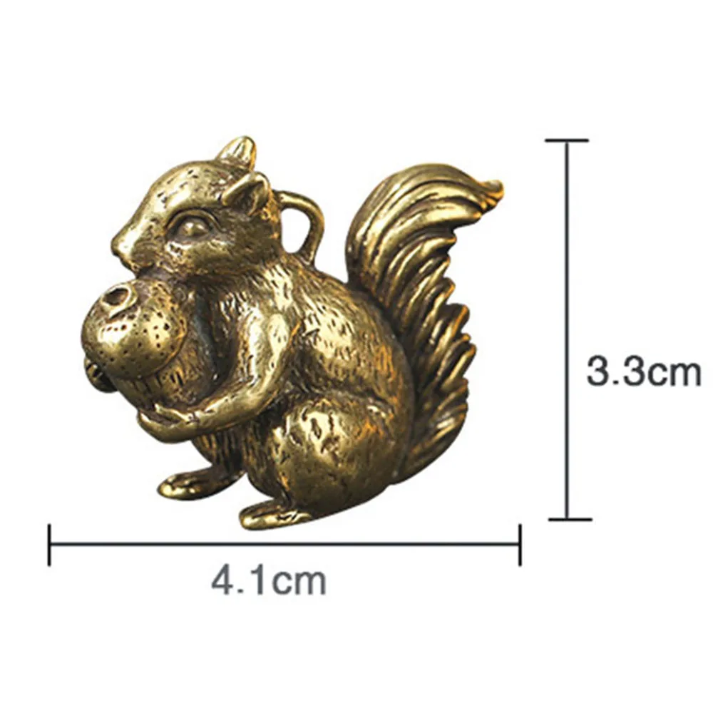 1pc Brass Squirrel Ornament Vintage Pine Nut Trees Good Luck Wealth Figurines And Miniatures Home Decor Crafts