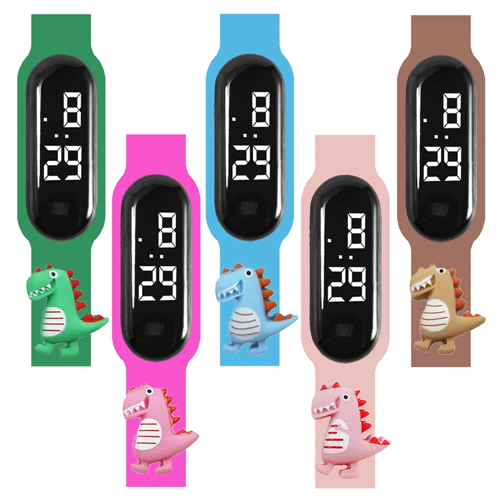 Cartoon Dinosaur Children LED Electronic Watch Waterproof Smart Touch White Light Student Digital Clock Kids Watch for Boy Girl