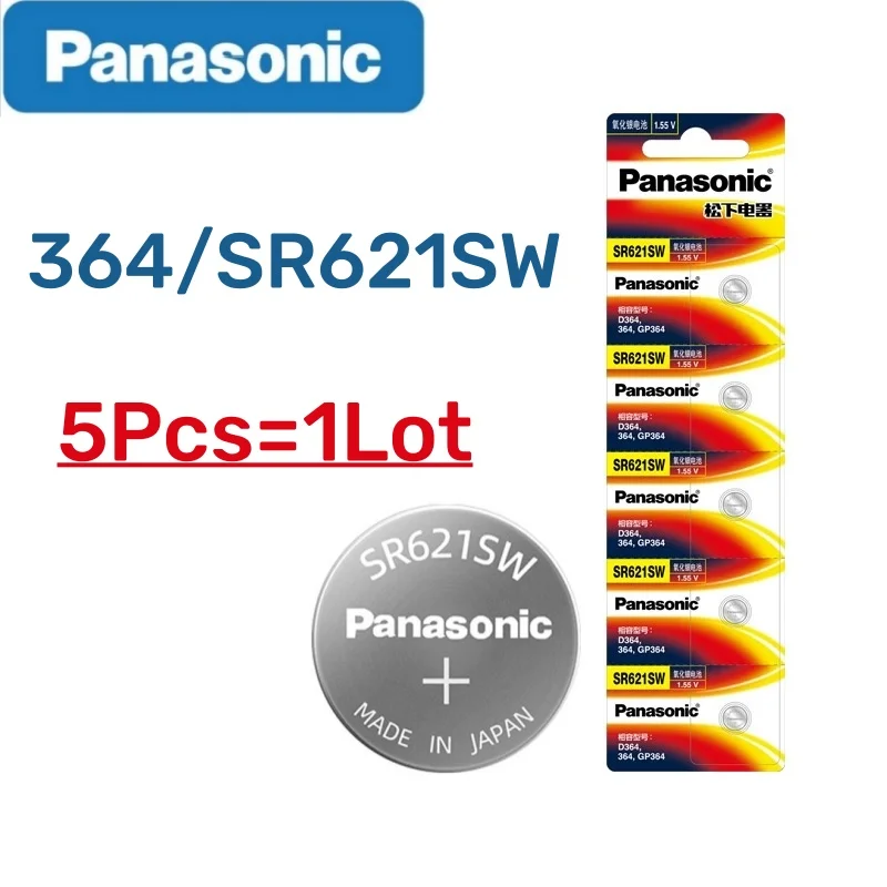 5-50PCS Panasonic button battery SR621SW D364 Longines 364 Tiansuo CK applicable to Casio LR621 Imported Silver oxide battery