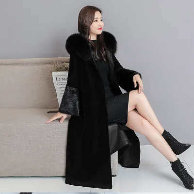 

2023 New Winter Women High Quality Faux Rabbit Fur Coat Luxury Long Loose Lapel OverCoat Thick Warm Plus Size Female Plush Coats