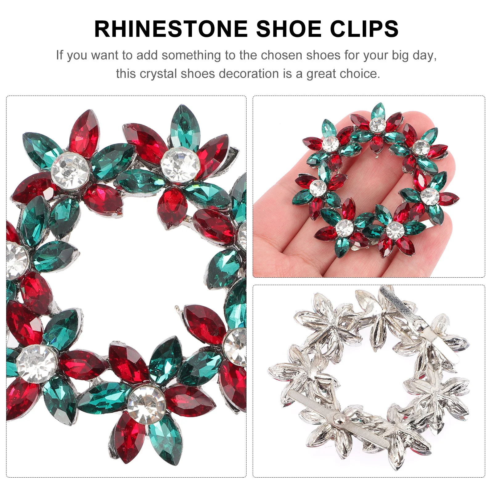 

2Pcs Shoe Flower Decoration Delicate Rhinestone Clips Wedding Crystal Buckles Elegant Women Shoe Clips Jewelry