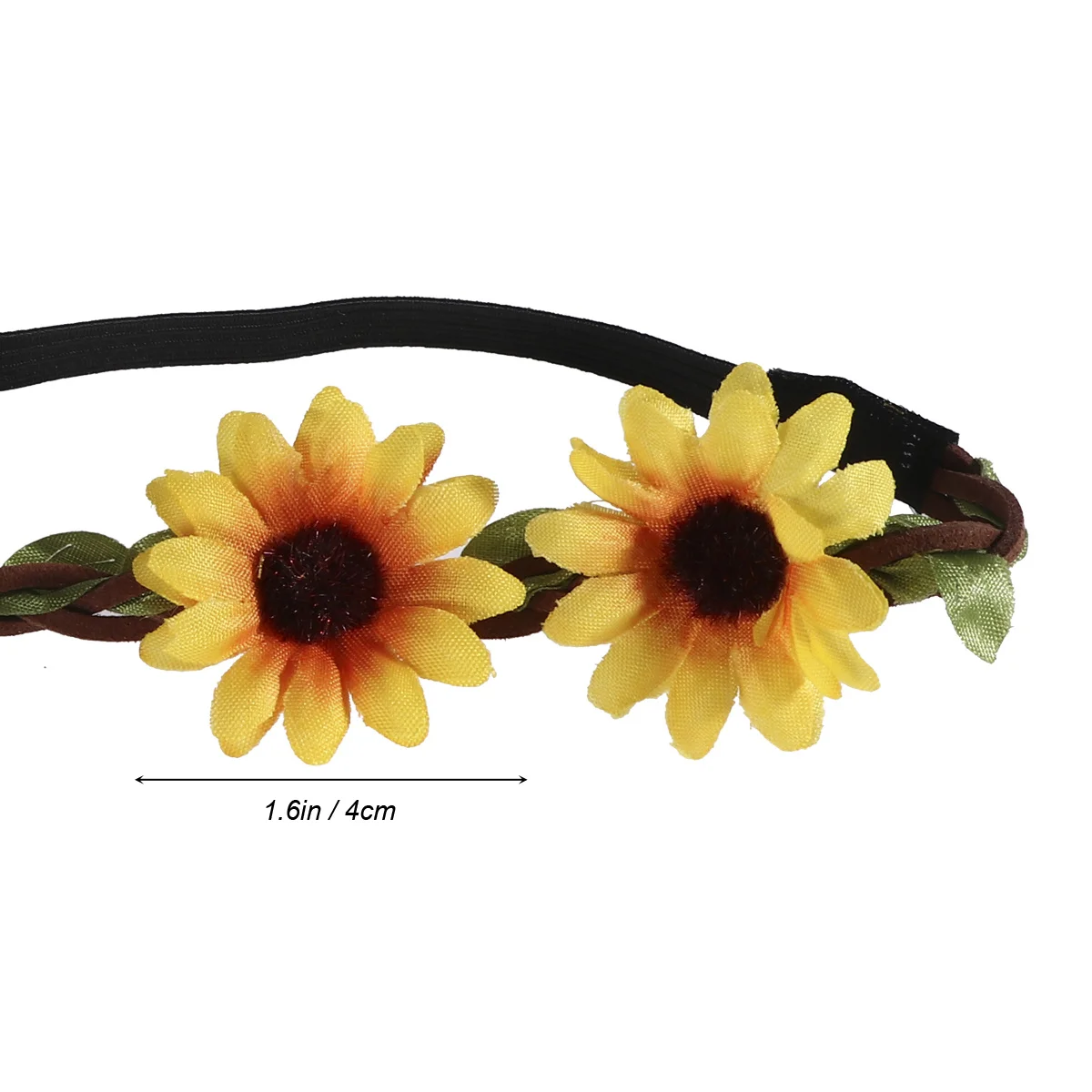 الأصفر عباد الشمس تاج رباط شعر هاواي لوا حفلة الاستوائية الشاطئ موضوع زهرة إكسسوارات الشعر إكليل زهرة عقال #6