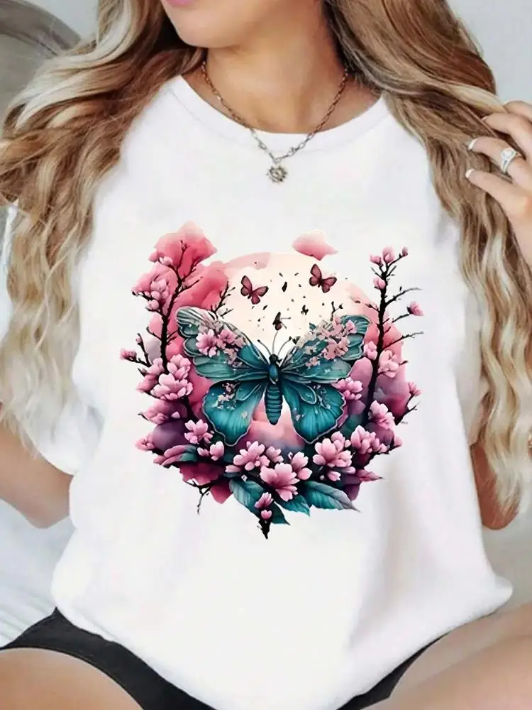 trend floral cute 90s Casual T Print Clothes Tees Clothing Fashion Popular O-neck Women Graphic Short Sleeve T-shirts