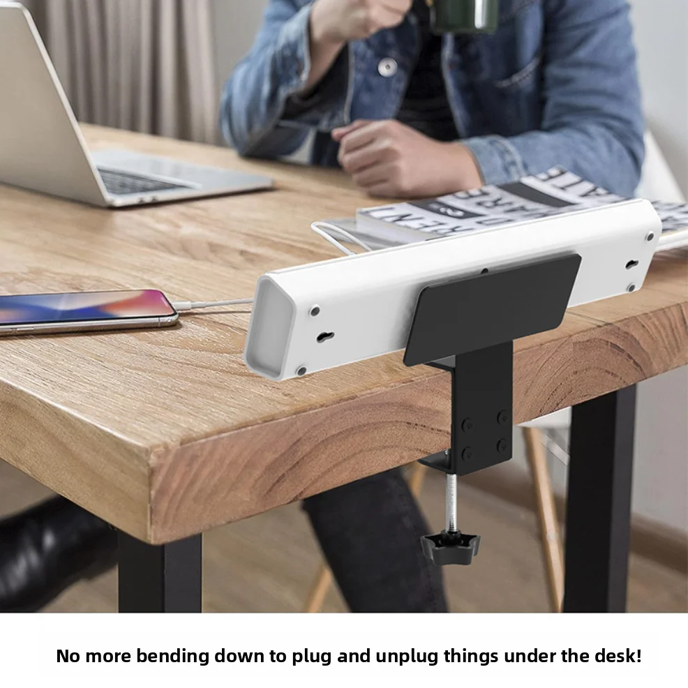 

Under Desk Power Strip Mount - Drill-Free Socket Fixing Storage Slot, Cable Management Box & Organizer Rack