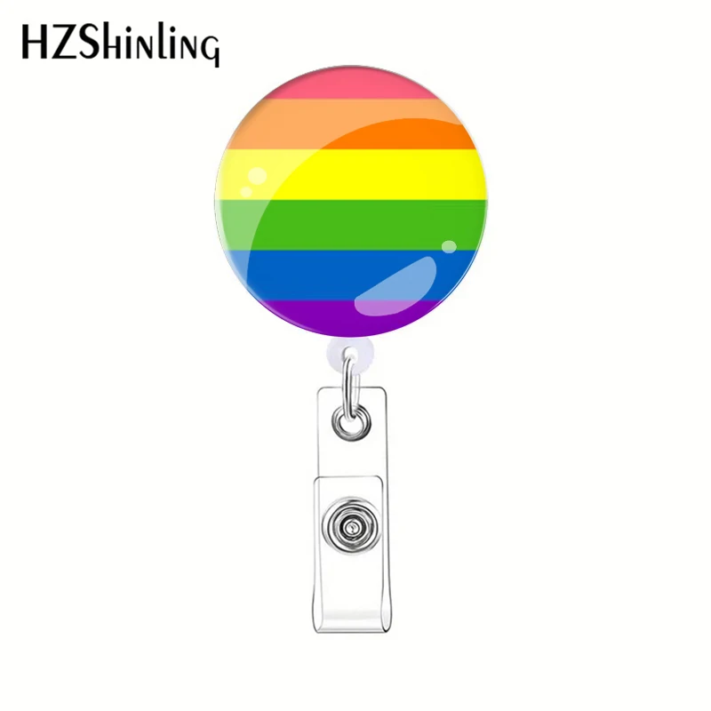 2023 New Lgbtq Gay Pride Flag Pattern Retractable Badge Reel ID Card Holder Nurse Doctor Student Card Reel Office Accessories