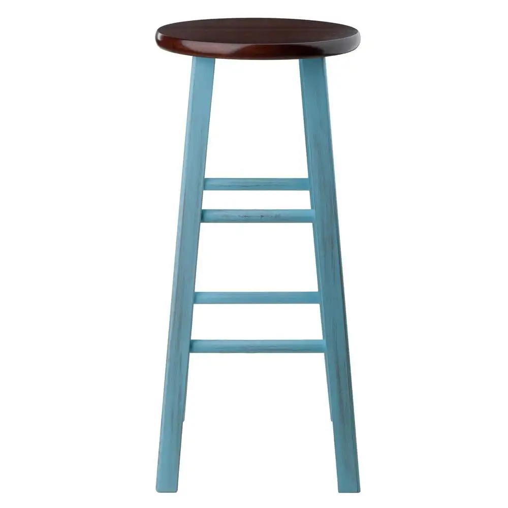 Holz Efeu 29 "Barhocker, rustikal hellblau & Walnuss Finish