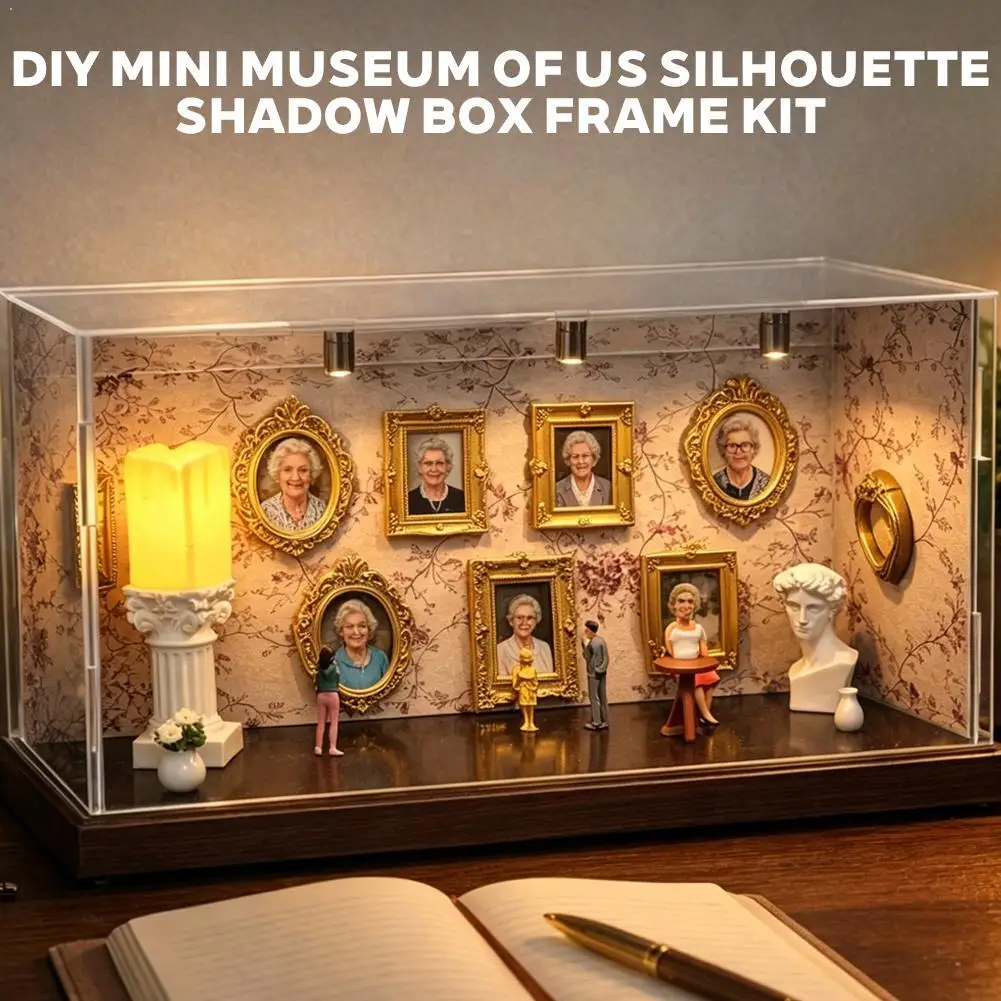 DIY Mini Museum Silhouette Box 3D Shadow Box Photo Memory Display Decoration LED Lights For Anniversary Wedding Birthday Gift