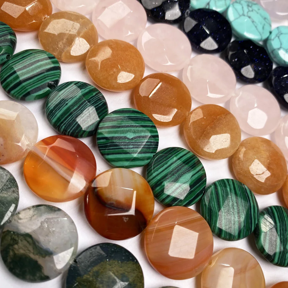 Natural Stone Faceted beaded Round agate Gemstone Loose Isolation Beads for Jewelry Making DIY Bracelet  Necklace Accessories