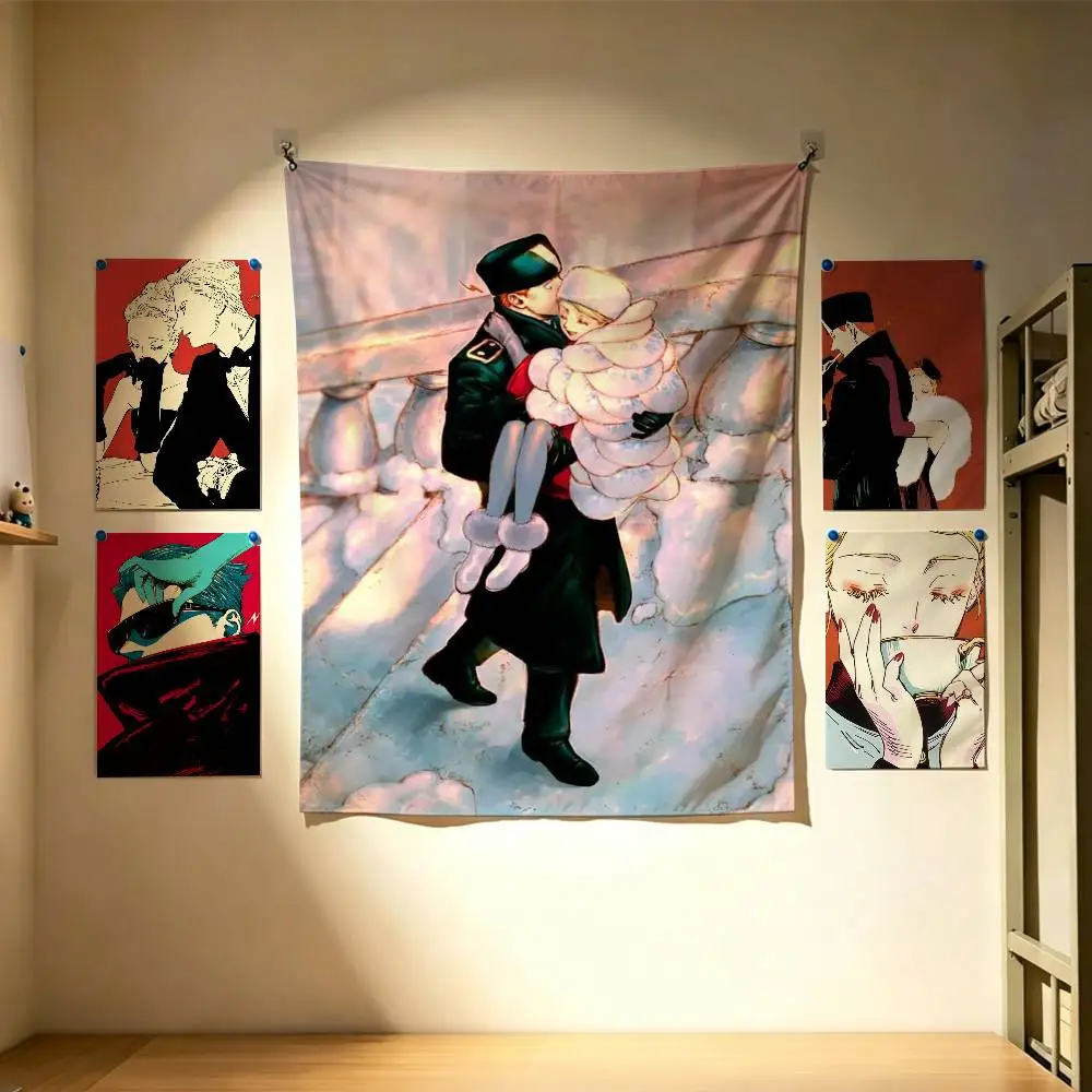

Romantic manga V-Veil Flags Wall Hanging Background Art Banner for Bedroom Home Outdoor Decor