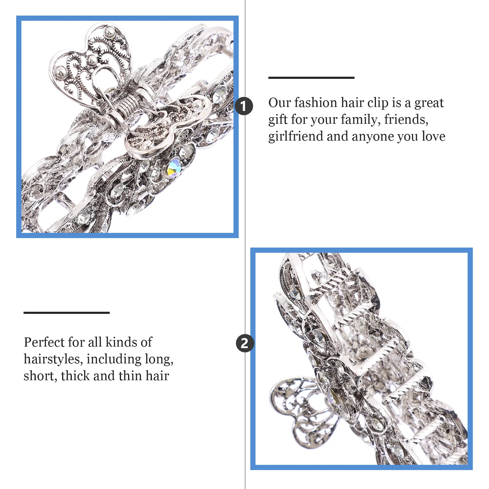 

2 шт., женские заколки для волос в стиле ретро со стразами, заколка для волос с цветком, винтажный стиль, идеально подходит для свадебных вечеринок