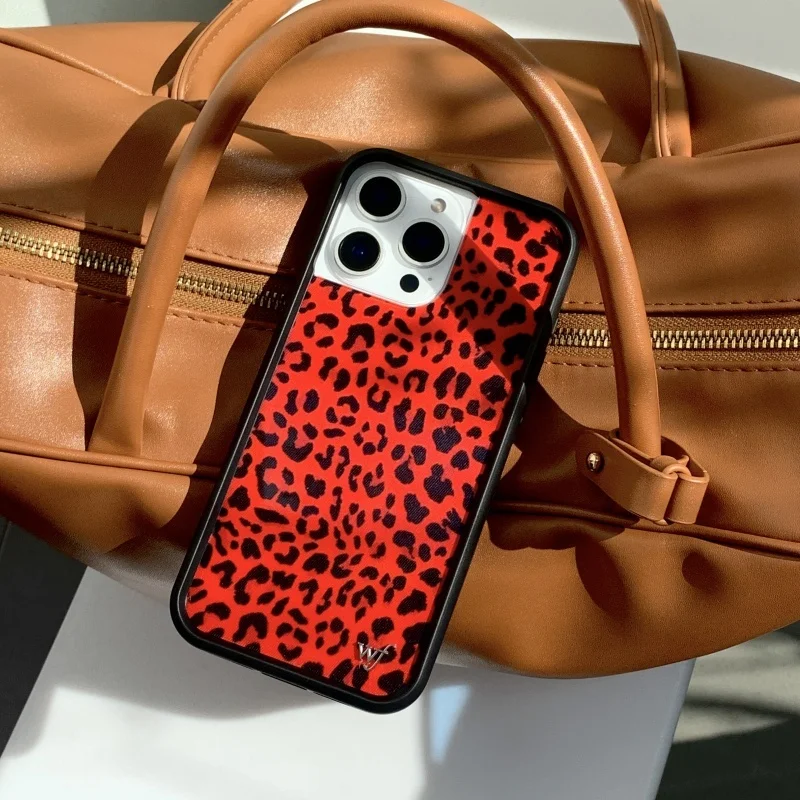 

Red Meow Wildflower Phone Case for iPhone 11 12 13 14 15 16 Pro Max Plus 16Pro Girls leopard print wf lovers Cute Cartoon Cover