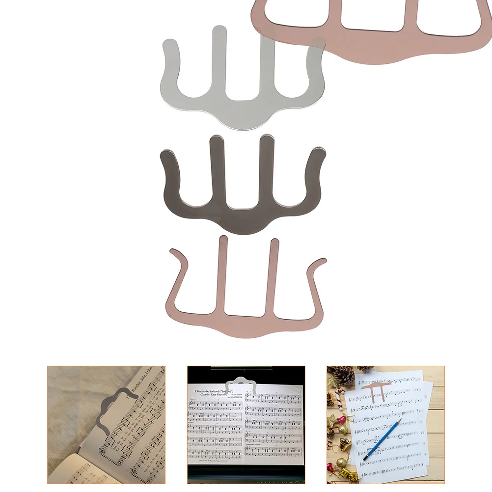 

3 Pcs Book Clip Page Holder Metal Bookmark Clips Professional Piano