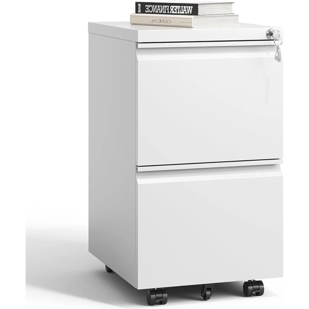 

2 Drawer Mobile File Cabinet with Lock Under Desk Metal Filing Cabinet for Steel Rolling File Fully Assembled Except Wheels