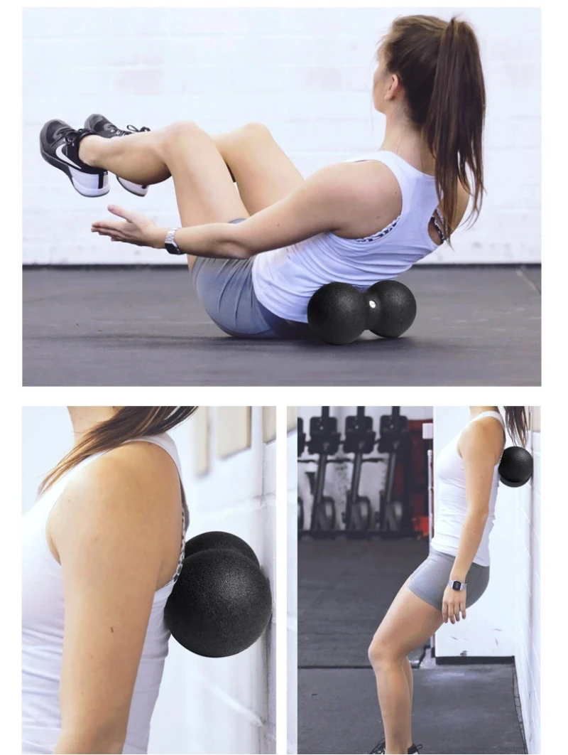 Hochdichter Massageball, Erdnuss-Massageball, doppelter langer Hockeyball, Massagerollerball für die Muskelmassage mit tiefem Gewebe – Detail 7