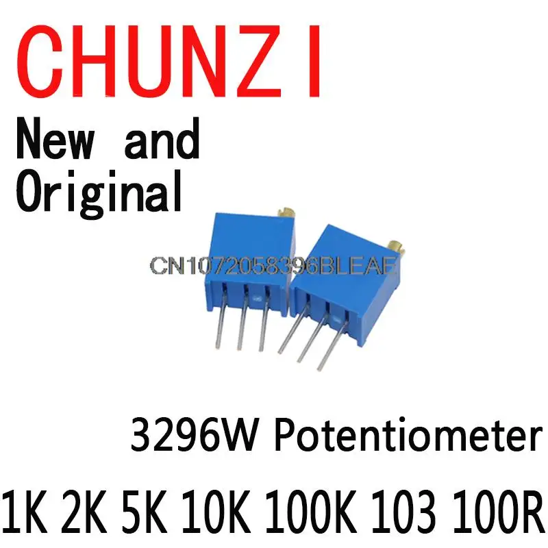 100PCS Potentiometer Precision Adjustable Resistance Multi-turn Trimming Trimmer Potentiometer 3296W 1K 2K 5K 10K 100K 103 100R