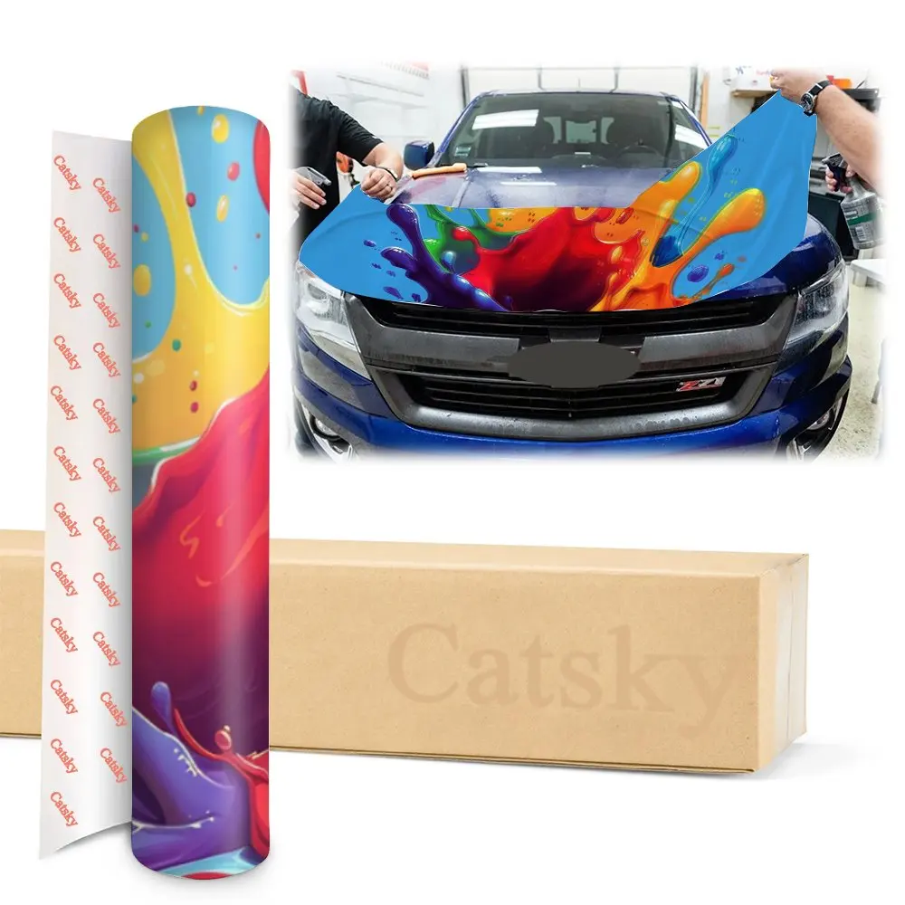 غلاف غطاء سيارة مطبوع بألوان غير منتظمة ، ملصق فينيل ، غطاء محرك رسومات للشاحنة ، زينة إكسسوارات سيارات ذاتية الصنع ، غلاف لاصق #5