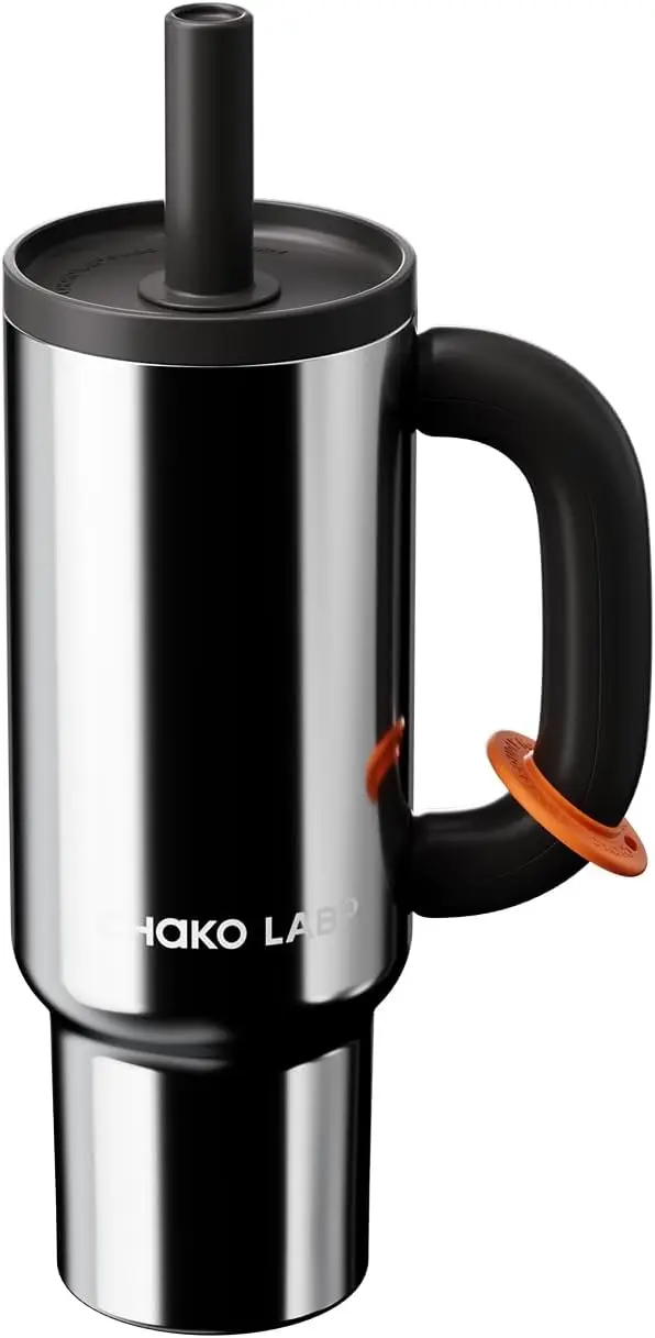 

Insulated Stainless Steel Tumbler with Handle and Straw, 33oz Leakproof Water Bottle, BPA-Free for Travel