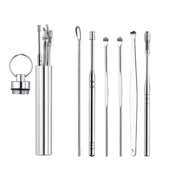 Neue 7Pcs Ohr Wachs Entferner Reinigung Kit Pickers Pick Wachs Reiniger Kürette Löffel Pflege Entfernung Werkzeug für Baby Erwachsene pflege Sets