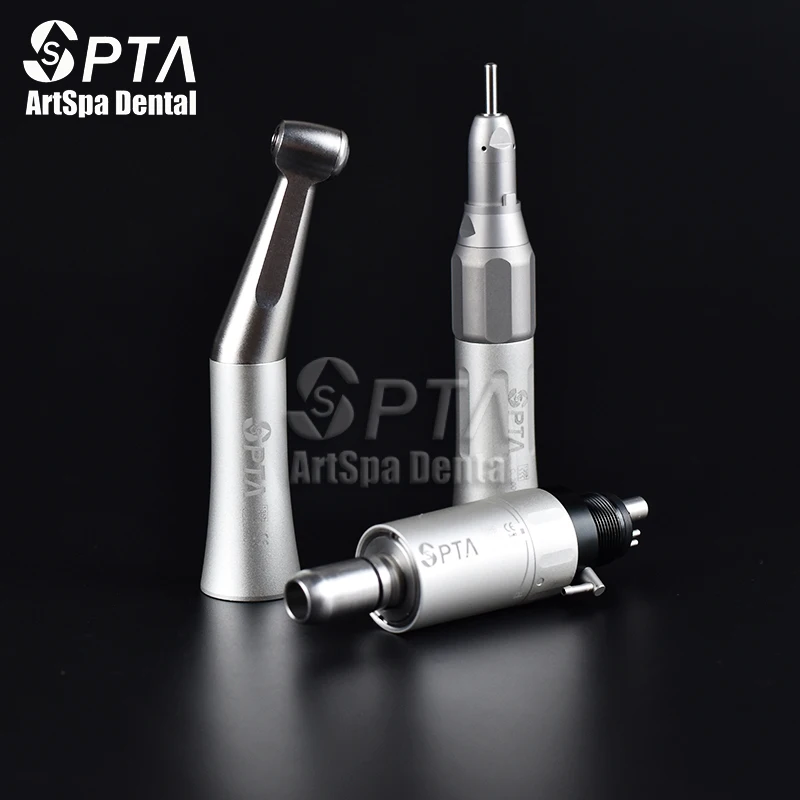 SPTA Dental Low Speed Handpiece External Push Button Single Water Spray 2/4 Holes Air Motor Contra Angle Dental Supplies