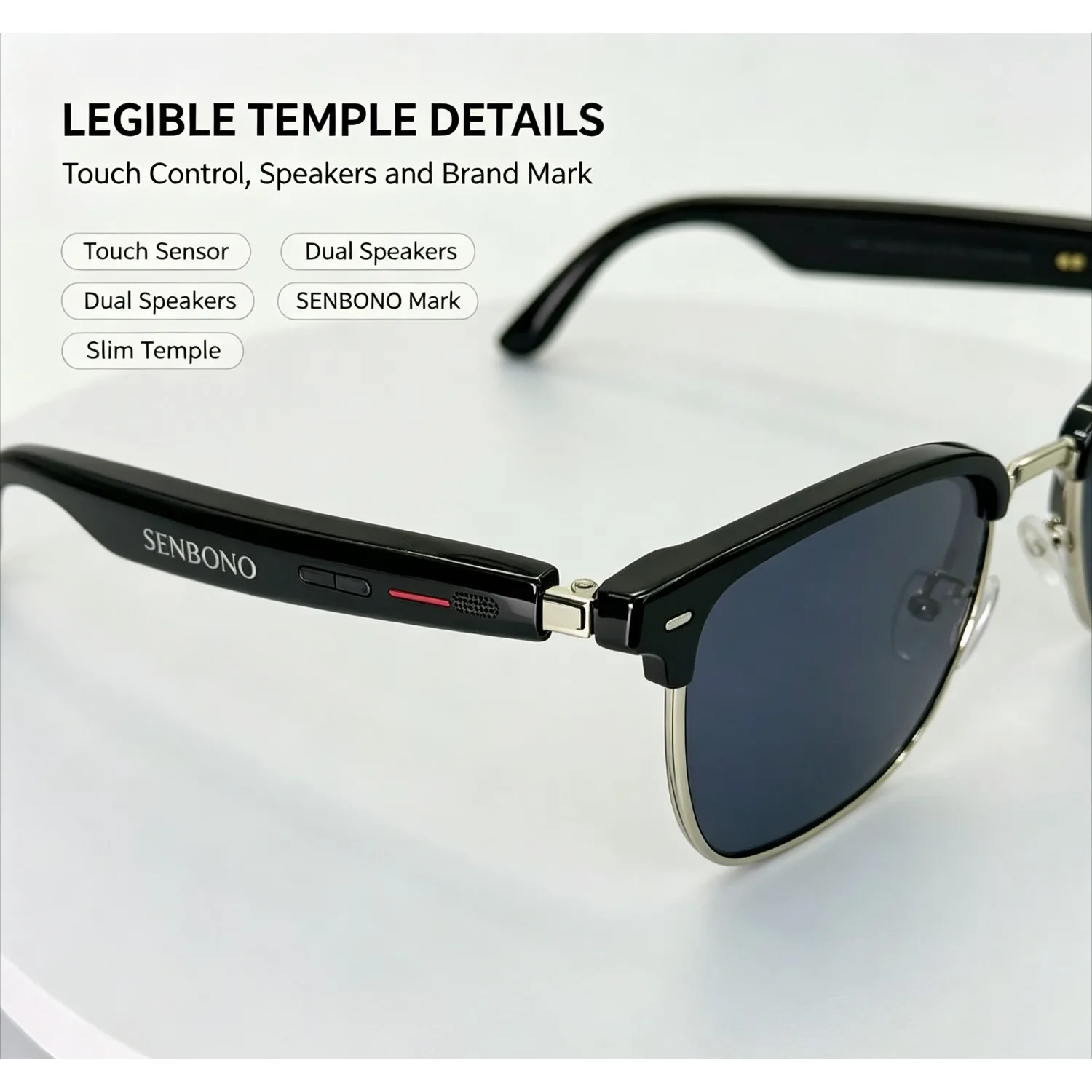Lunettes de soleil audio tendance avec système de musique et d'appel intégré
