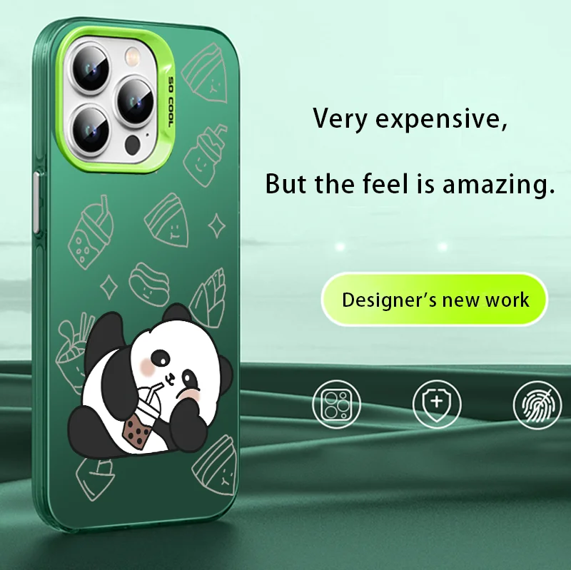 My little foot curled up For iPhone 14 Pro 15 Plus 13 Pro Max laser Colorful Silver Cover Phone Case let it rot  Panda Fubao