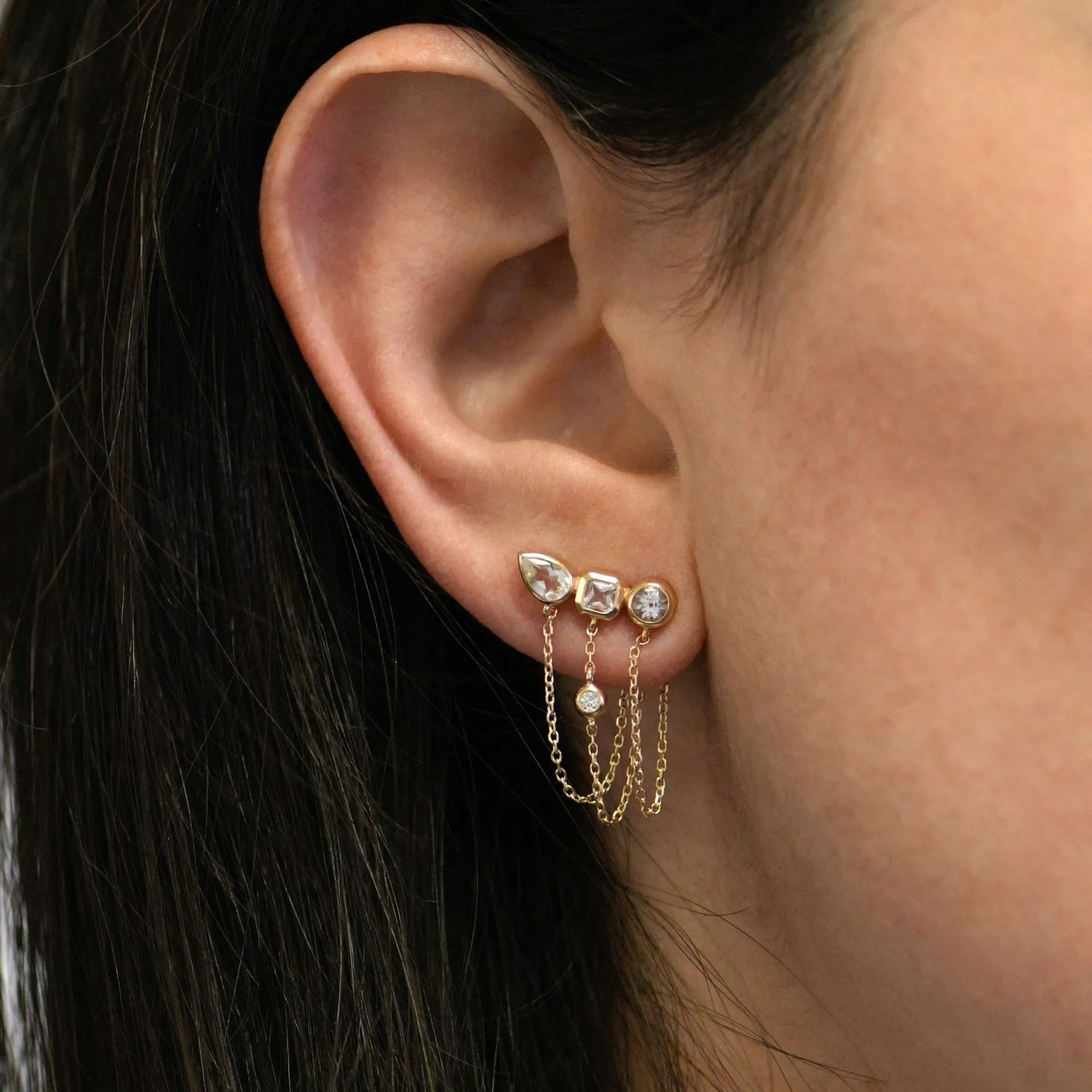 Stainless Steel Zircon Pendant Earrings - Ear Pendants That Are Water-Resistant and Color-Resistant, Featuring a Classic Retro