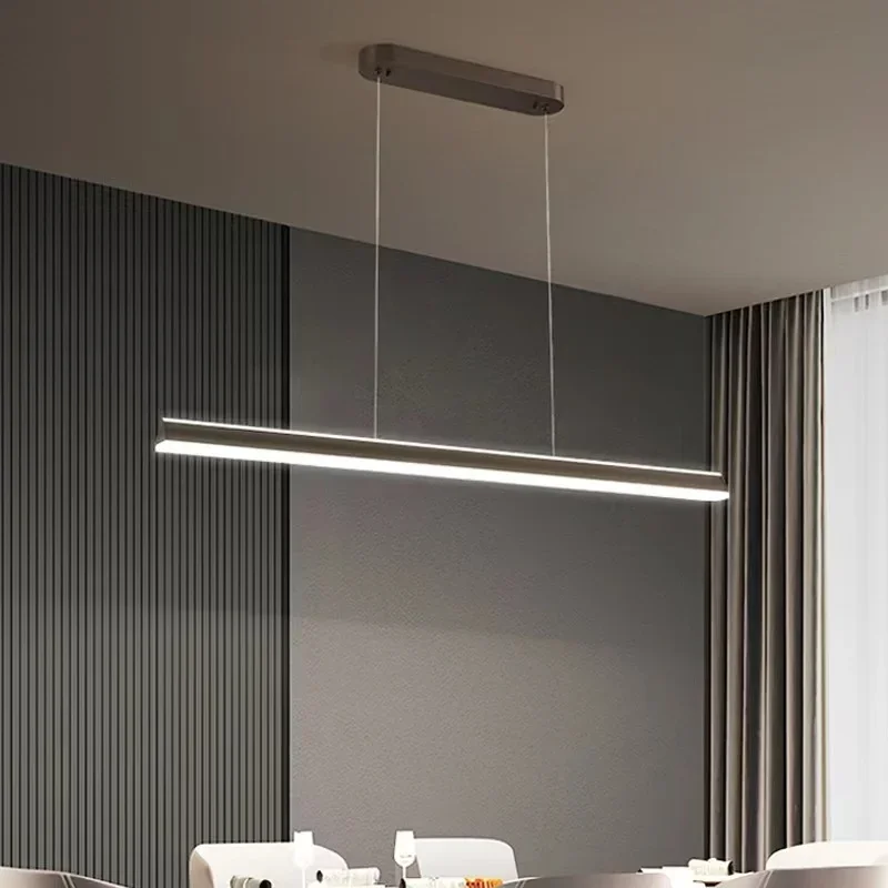 

Designer's minimalist LED strip pendant lights for restaurant tea room dining room bar living room hanging lamps indoor lighting
