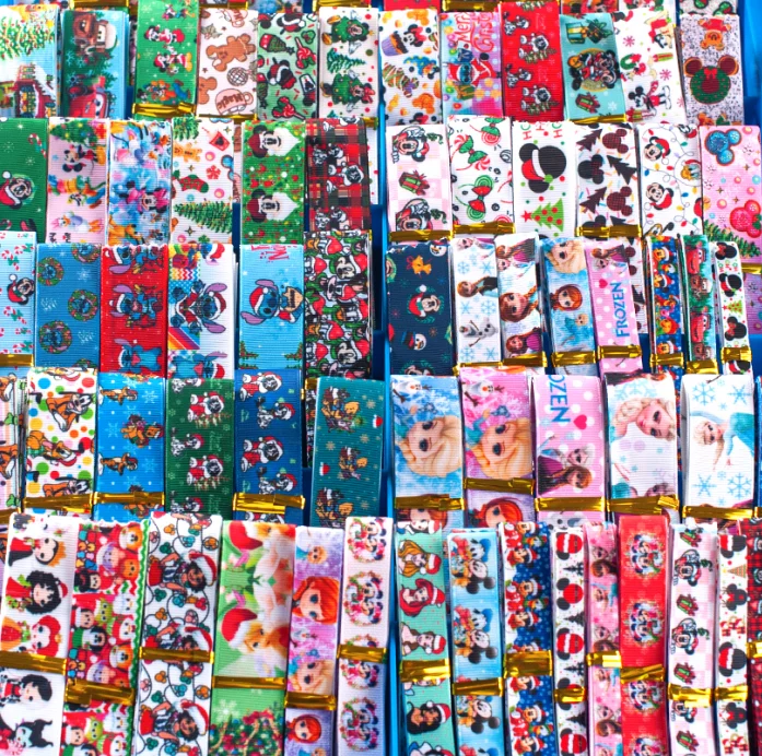 12yards Random Disney Stitch Cartoon Princess Japan Christmas Halloween Random Pattern Size Material Ribbon for DIY Hair Bow