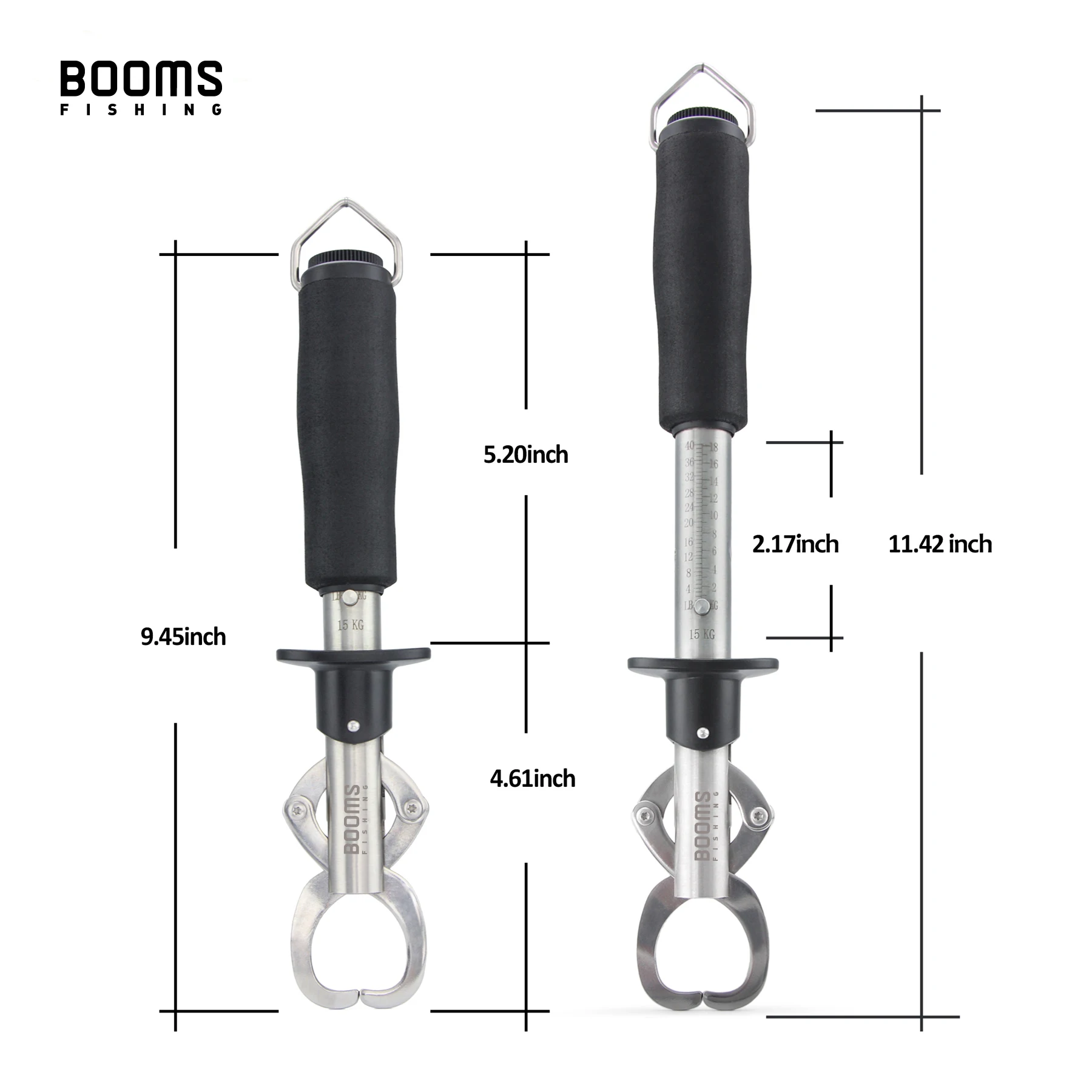Booms Fishing G01 Fish Gripper Grip and Hold Fish with Tight Grip Largest Model Built-in Scale Fishing Tools