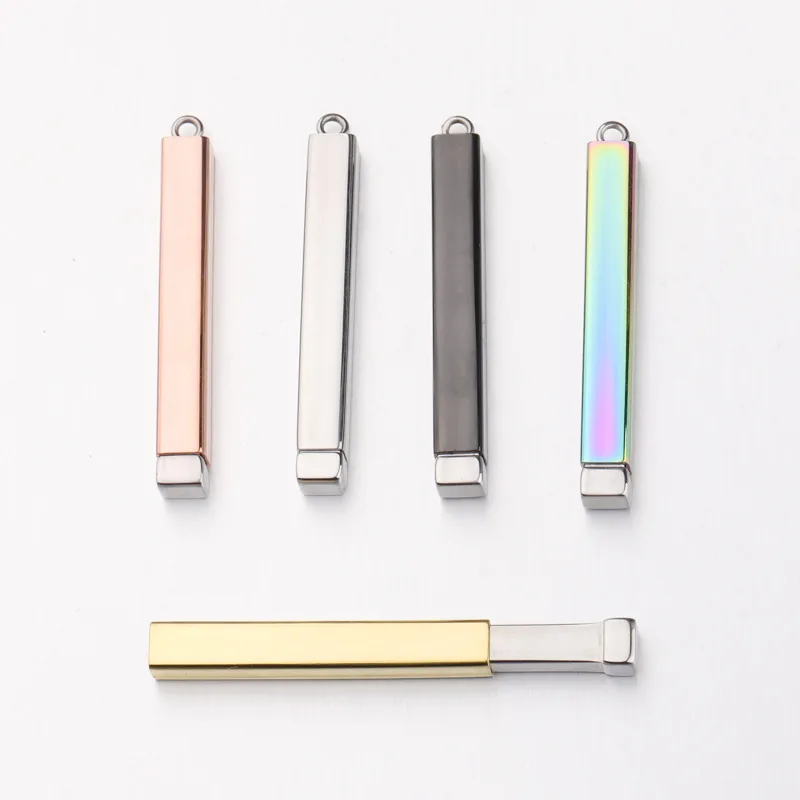 Stainless Steel Hidden Message Slider Bar Pendant Blank Metal Hidden Rectangle Pendants For Necklace Mirror Polished 10pcs