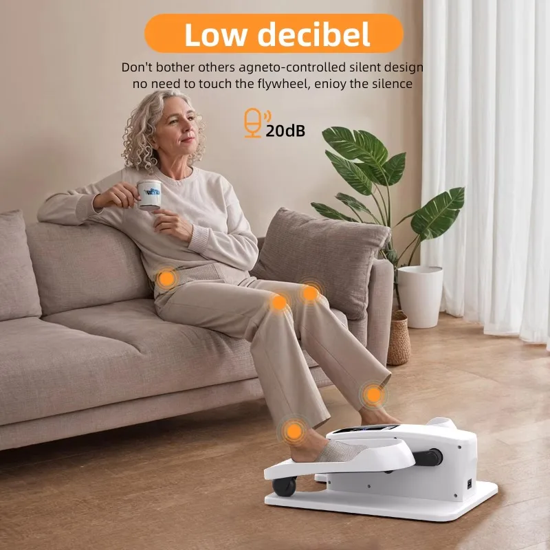 Electric Under Desk Elliptical Machine - Seated Pedal Leg Exerciser for Seniors Home Use with Display Monitor