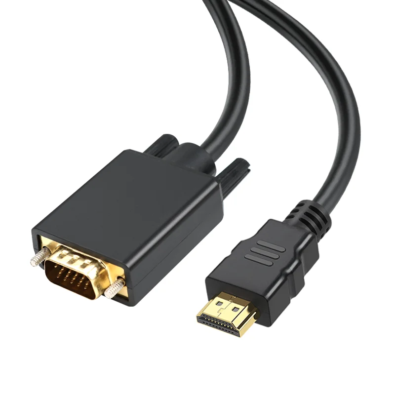 Black HDMI to VGA Cable, HDMI Male to VGA Male Adapter Gold Plated 080P HD Video Cord for Computer, Desktop, Laptop, PC