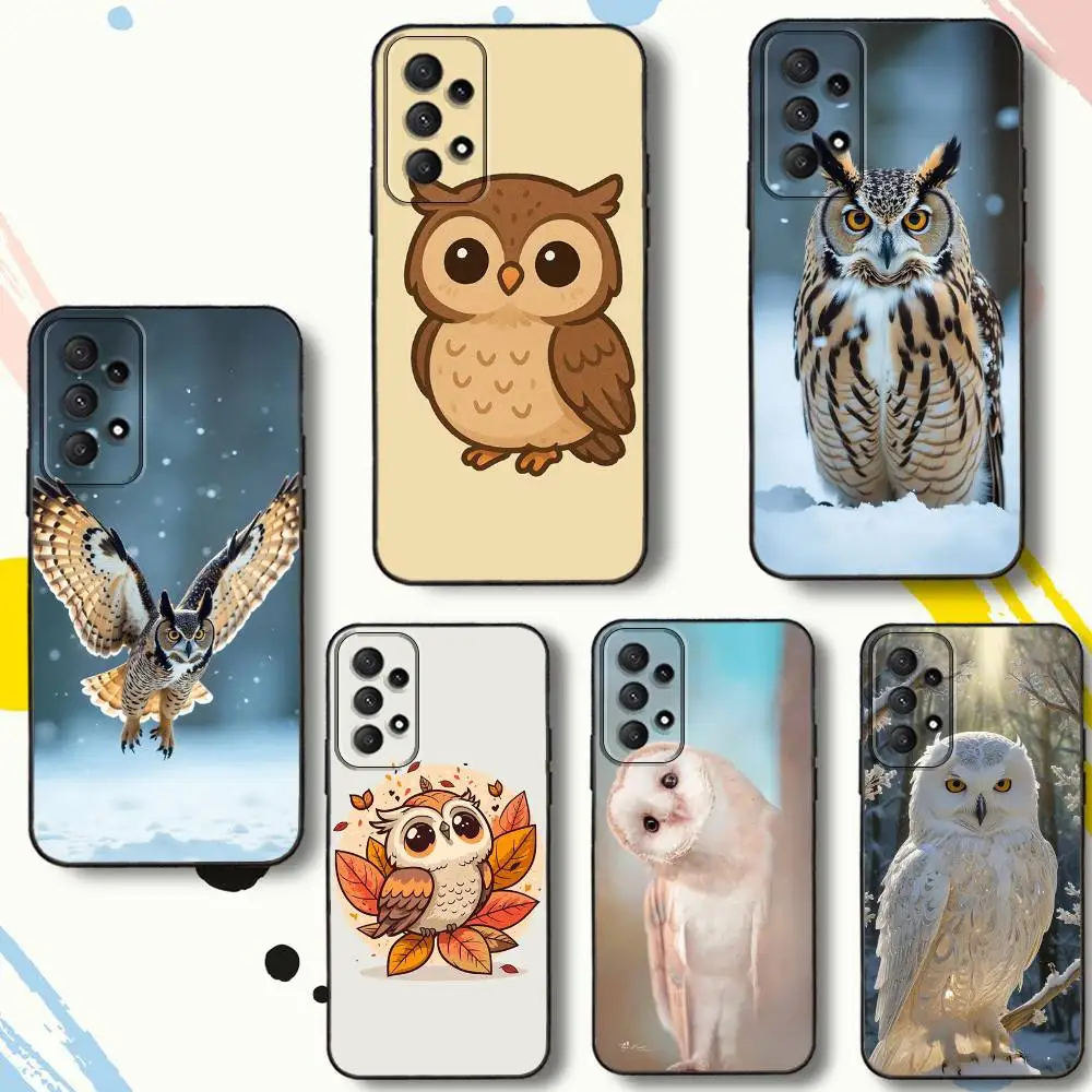 C-Cute O-Owl Colorful BBird Phone Case For Samsung Galaxy A 80,72,73,91,53,22,51,52,5G,Plus,J,Note Soft Black Cover