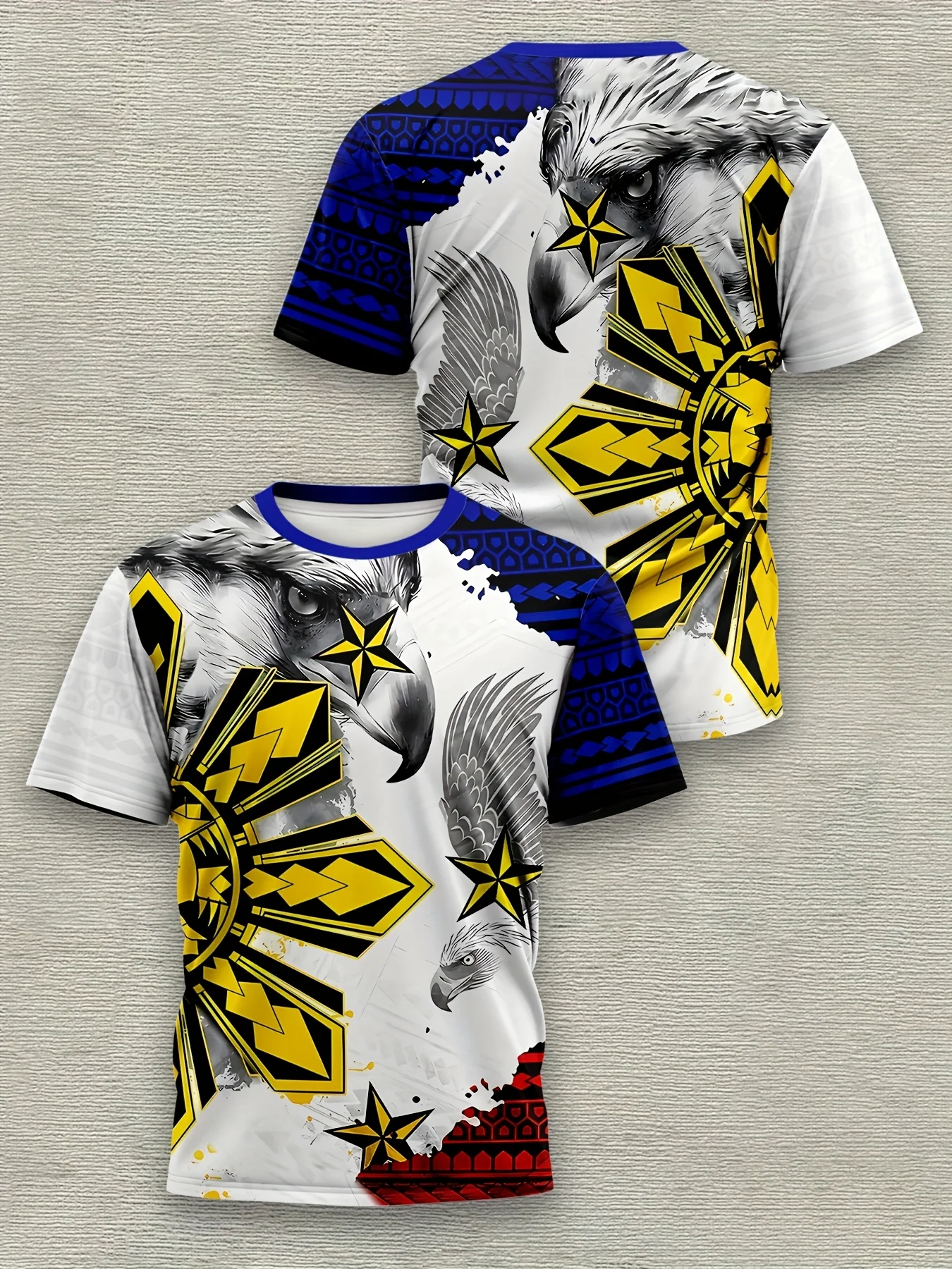 Men's Fashion 3D‑Printed T‑Shirts with Five‑Pointed Star Pattern, Suitable for Sports and Outdoor Activities