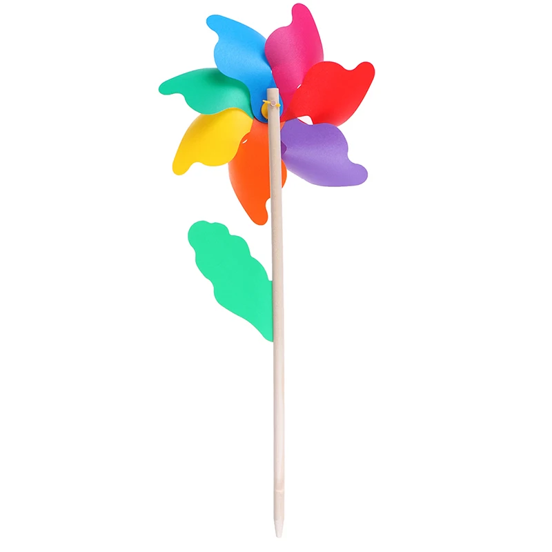 Colorido Wood Garden Windmill, Quintal Party, Camping Wind Spinner, Decoração de Ornamento, Brinquedo Infantil, 40cm