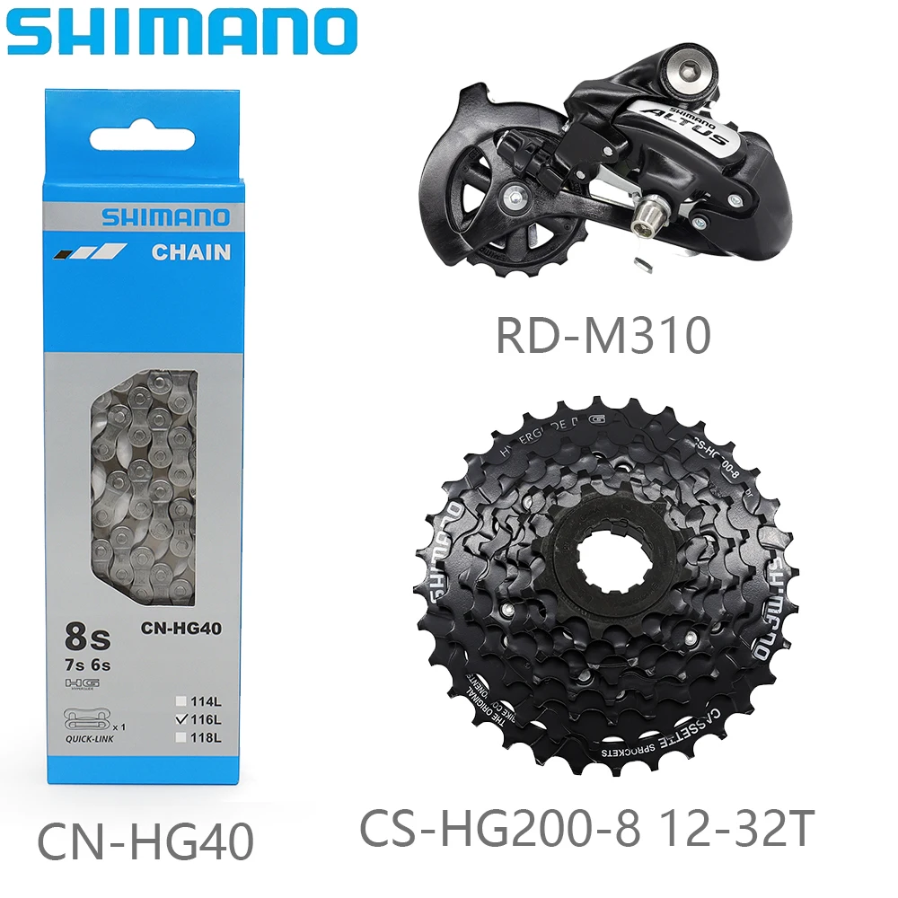 SHIMANO 8 Speed RD-M310 Smart Cage Rear Derailleur CS-HG200-8 12-28/32T Cassette  CN-HG40 Chain For MTB Bike Original Parts