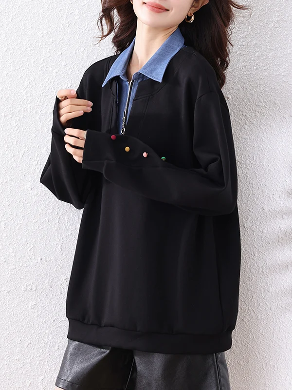 Cseta Casual Fena com Gola  e Design Moderno para Primavera e Outono, 00% Material, Manga Regular