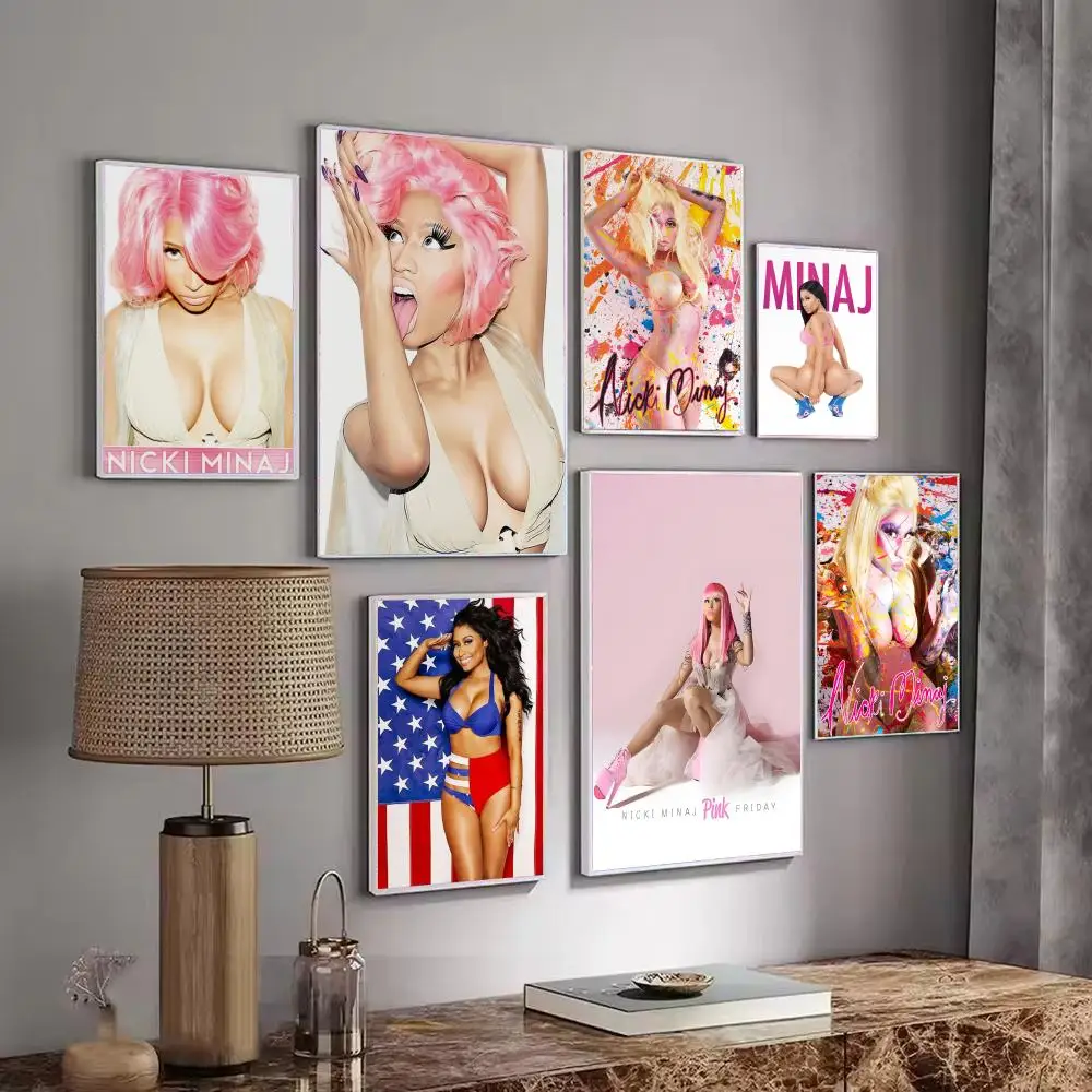 Rapper Music Pop Album N-Nicki Minaj Poster Decorative Wall Art Stickers Mural Photo Print for Home Living Room Hallway Decor