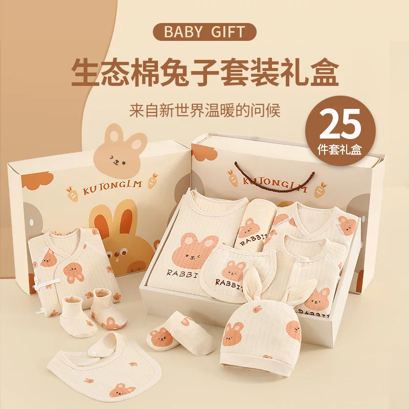 

21/25pcs Cartoon Rabbit Newborn Baby Clothes Set Cotton Baby Boy Girl Clothes Suit Newborn Gift Baby Shower Gift No Box