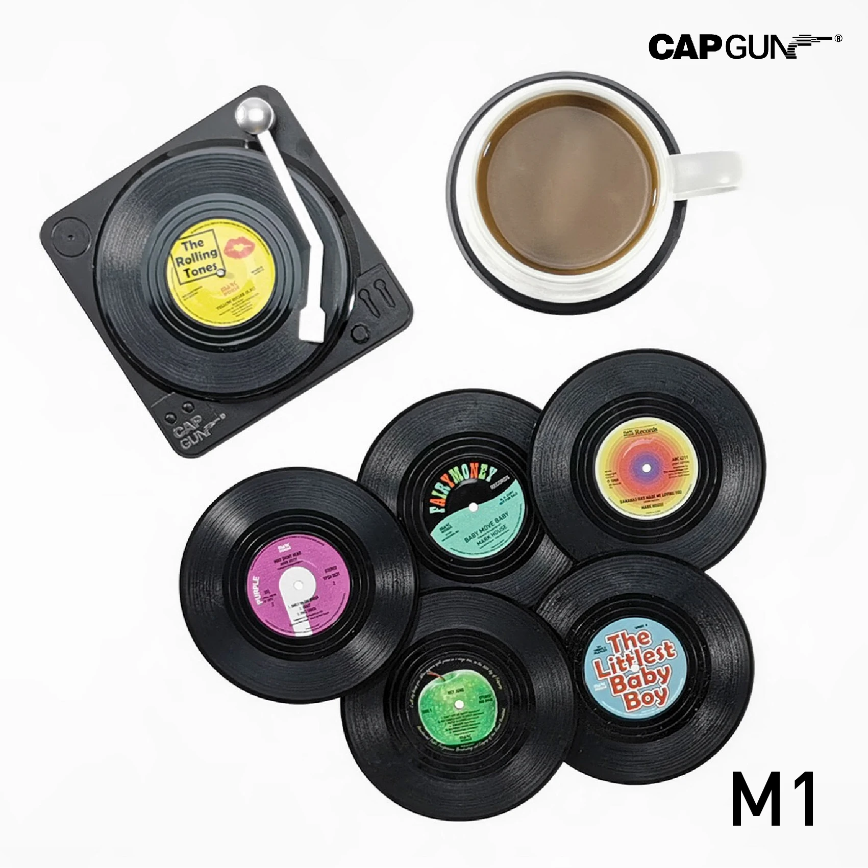 

Record Music Coasters with Vinyl Player Holder Retro Mug Drink Coffee Tea Cup Mats Table Placemat Nonslip Pads for Kitchen Home