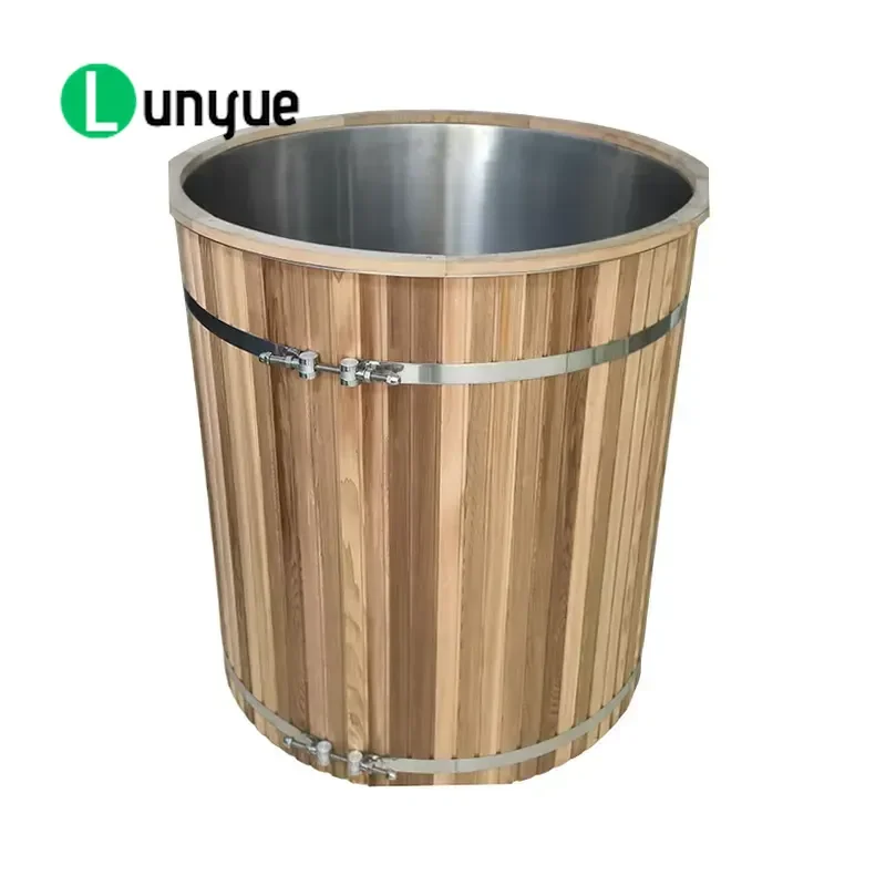 304 Stainless Steel Liner Cold Insert Cedar Wood Bathtub Durable Natural Aromatherapy Spa Bath Tub for Home Bathroom