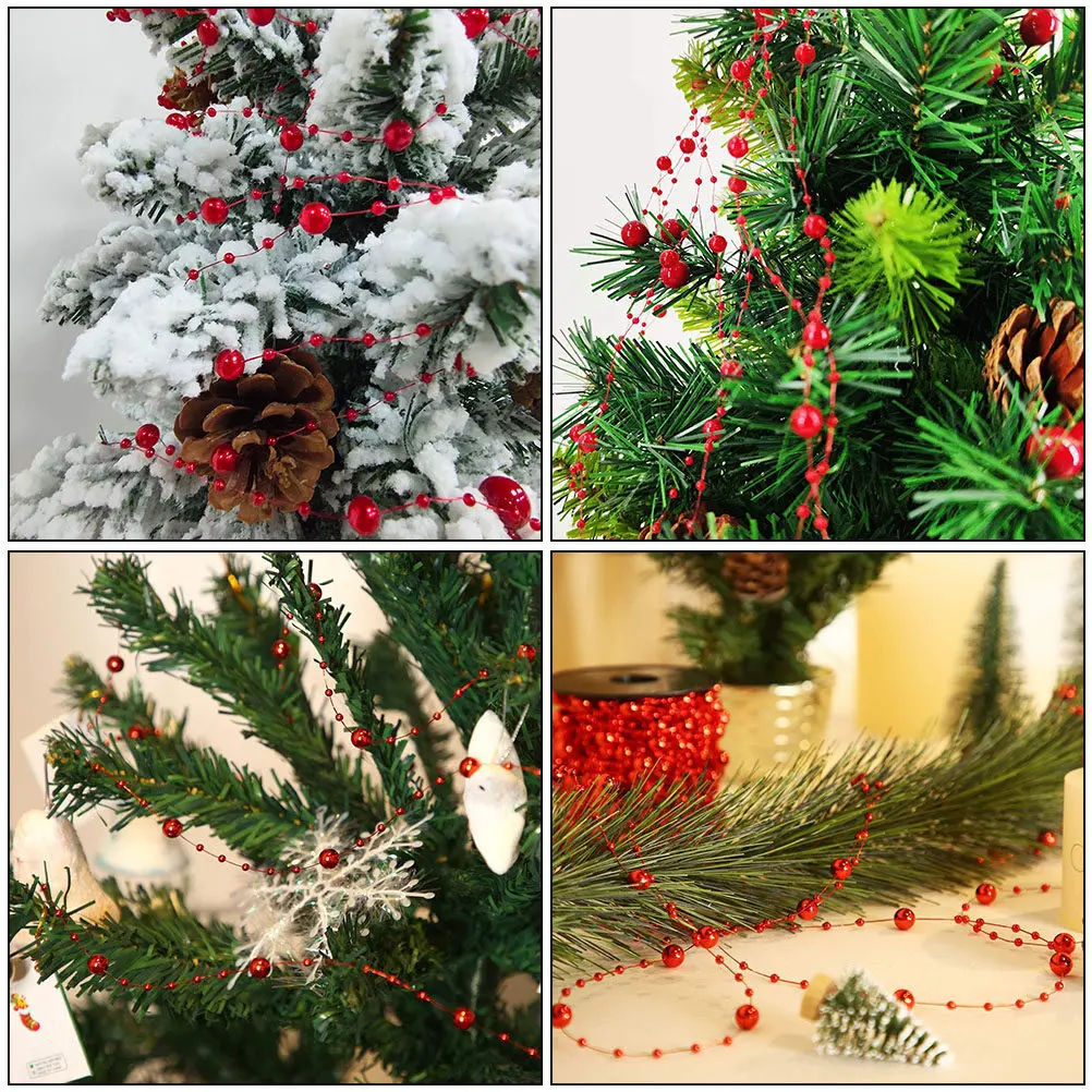 

1 Roll Artificial Pearls Beads Chain Christmas Beads Garland for Tree Decor DIY Pearl Bead Roll Strand Craft Projects Lighting