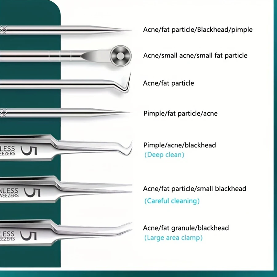 1/4/9 pçs acne cravo agulha ponto preto espinha mancha removedor cuidados com a pele beleza feminina acne cuidados poros limpador agulha gancho, ing
