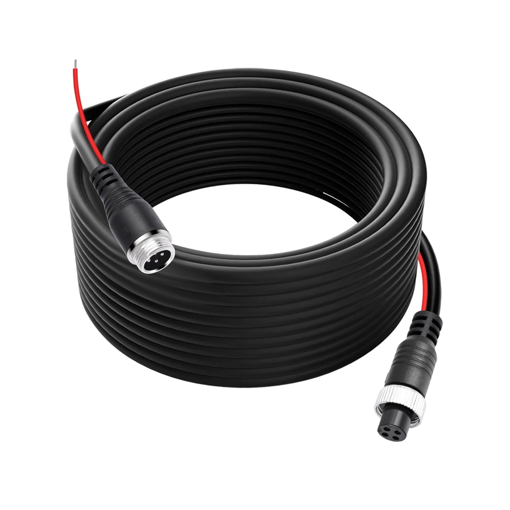 ABEP-4 Pin Car Camera Video Cable with Reverse Trigger Line for M12 Rear View Camera,Aviation Cord Extension Wire 20m