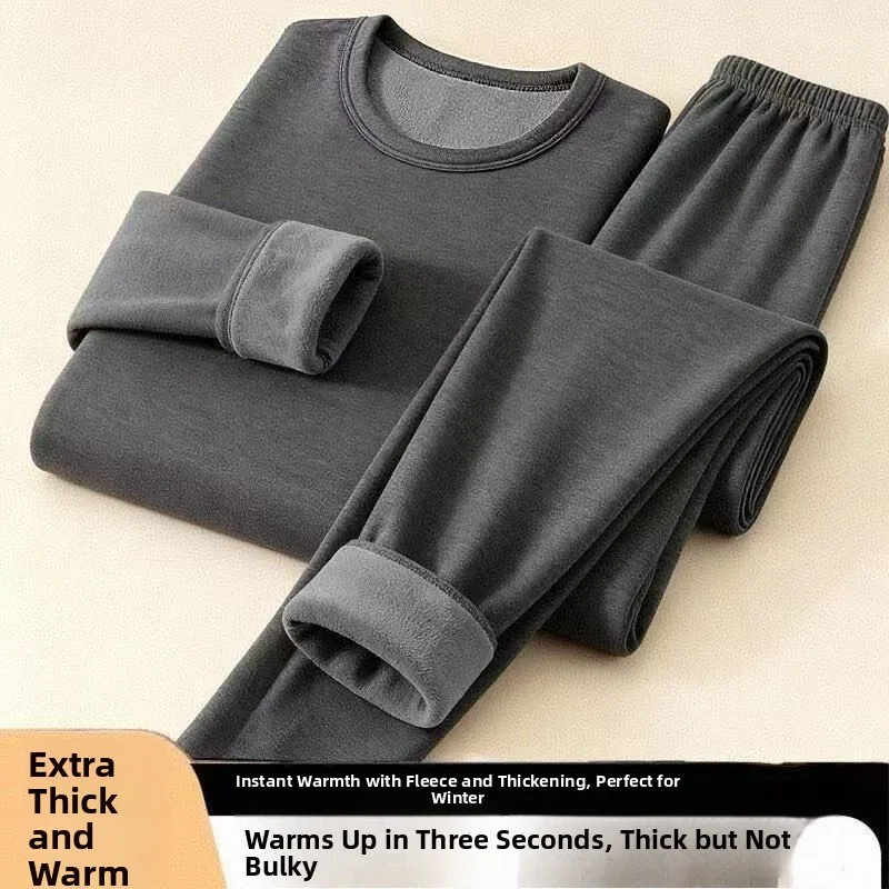 Men's Thermal Underwear Long Sleeve Thickened Fleece Warm Youth Cotton Wool Shirt plus Size Autumn Cold Resistance Slim Fit W...