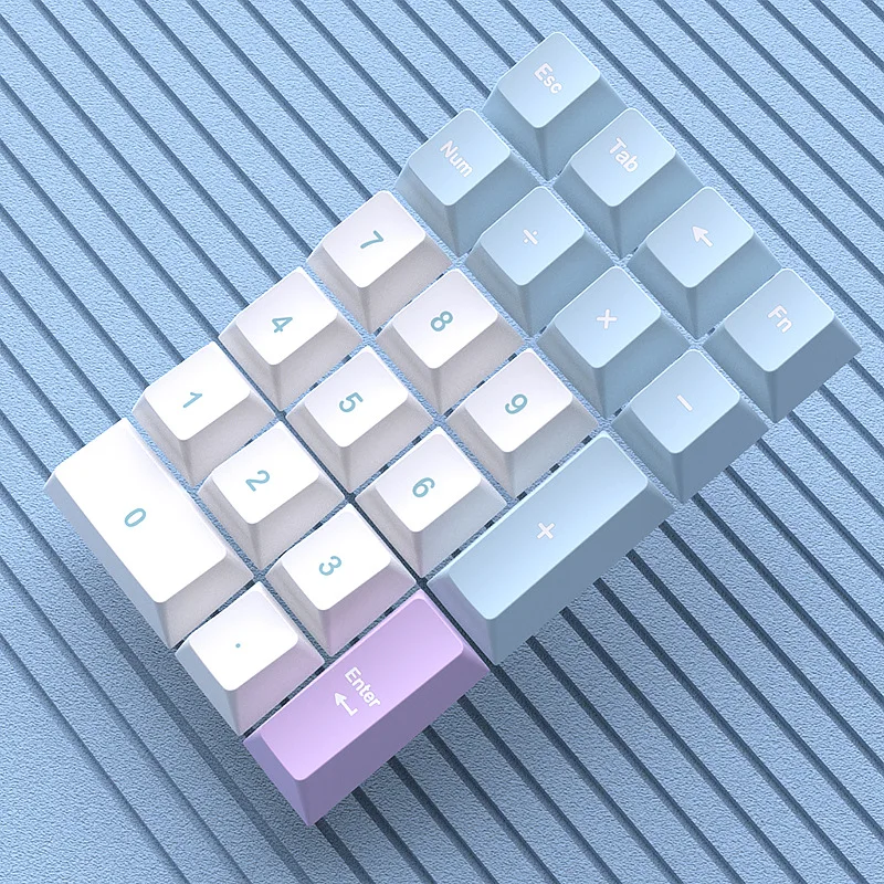 Personalized keycaps Azure blue 21 keycaps PBT original sublimation digital keypad financial accounting special trend