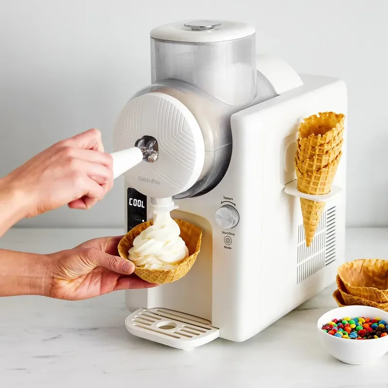 Automatic Electric Ice Cream Maker Machine 2 Quart Soft Serve Frozen Yogurt Milkshake Maker with Timer Function Energy Saving