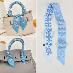 French Spring New Rope Tassel Women's Twill Decoration Luxury Ribbon Small Scarf Tied Bag Handle Ribbon Hair Band Small Scarf